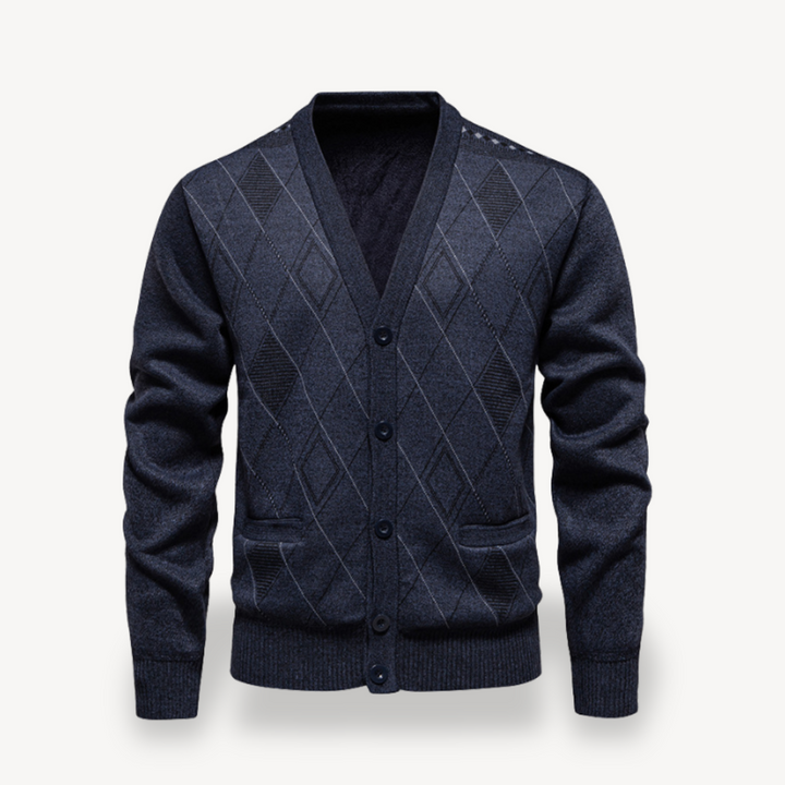 Diamond Knit Cardigan Sweater Men | Loravelle