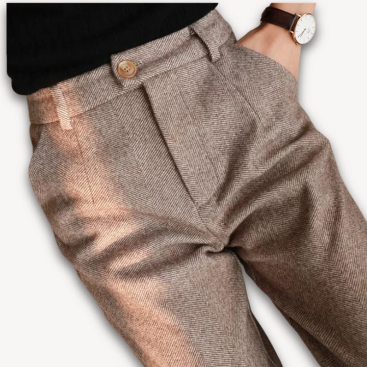 Loravelle | Women's Wool Harem Pants - High Waist Casual Office Trousers for Autumn & Winter