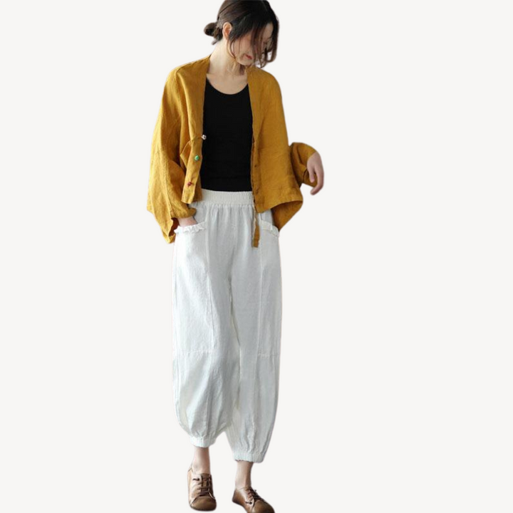 Women's Linen Blend Kimono Jacket Cardigan | Loravelle