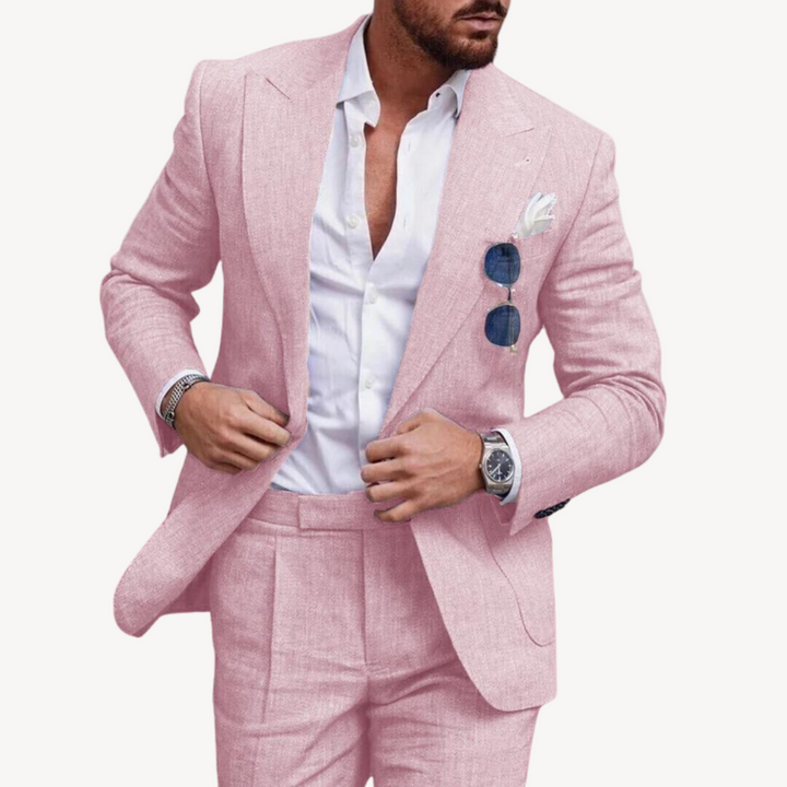 Men's Linen Slim Fit Suit 2 Piece Formal Blazer Set | Loravelle
