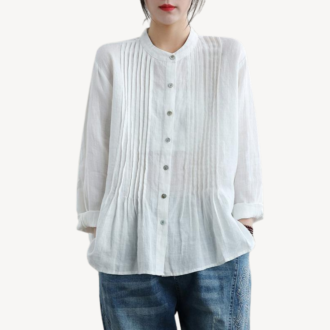 Women's Pleated Linen Blouse | Loravelle