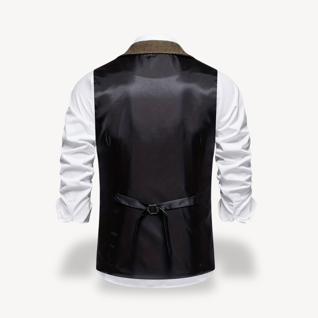 Loravelle Men’s Herringbone Vest with Chain | Loravelle