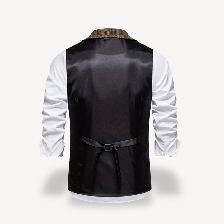 Loravelle Men’s Herringbone Vest with Chain | Loravelle