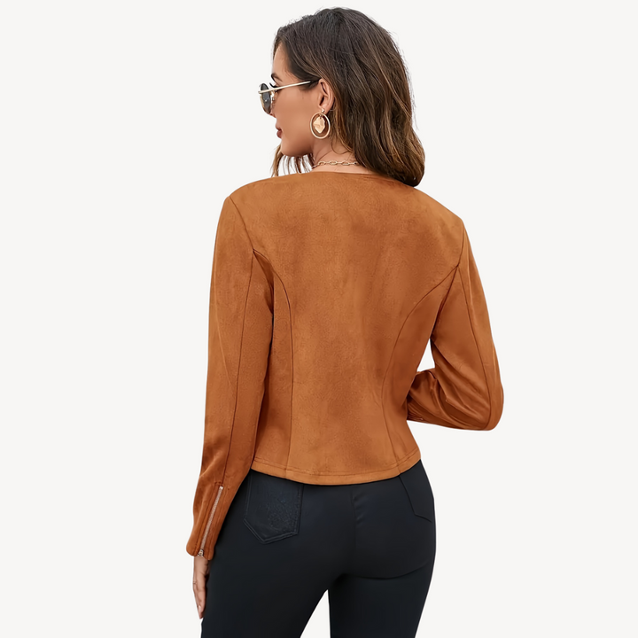 Women's Zippered Suede Jacket | Loravelle