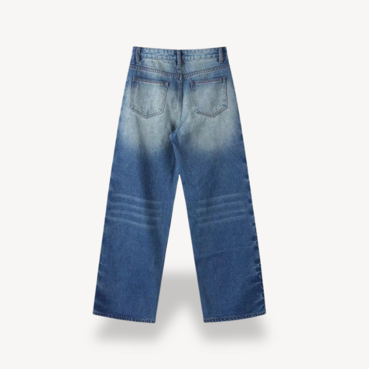 Women's Button-Studded Wide-Leg Jeans | Loravelle