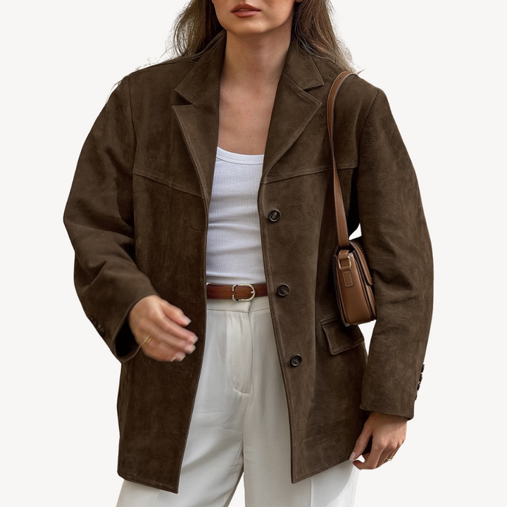 Oversized Suede Blazer Jacket Women | Loravelle