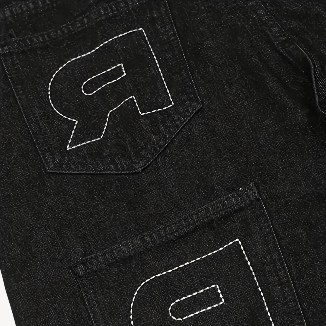 Men's Y2K Black Denim Bat Wing Shorts | Loravelle