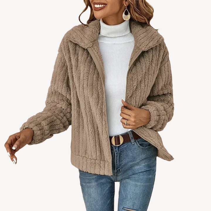 Women's Plush Fleece Zip-Up Cardigan | Loravelle
