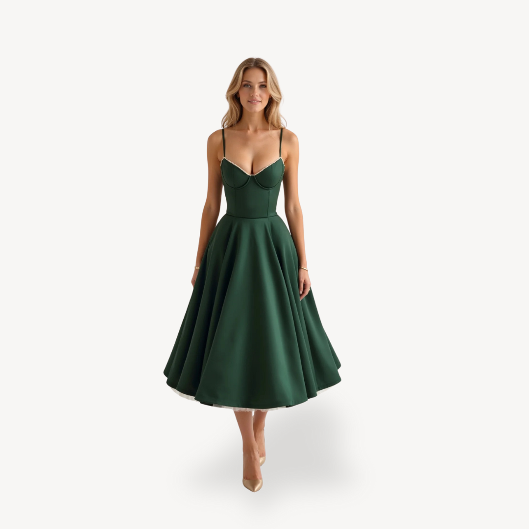 Women's A-Line Midi Dress Cotton Pockets | Loravelle