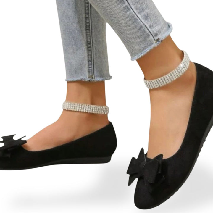 Suede Bow Orthopedic Flats Women | Loravelle