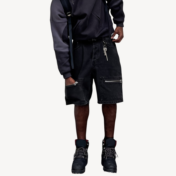 Men's Y2K Black Denim Cargo Shorts | Loravelle