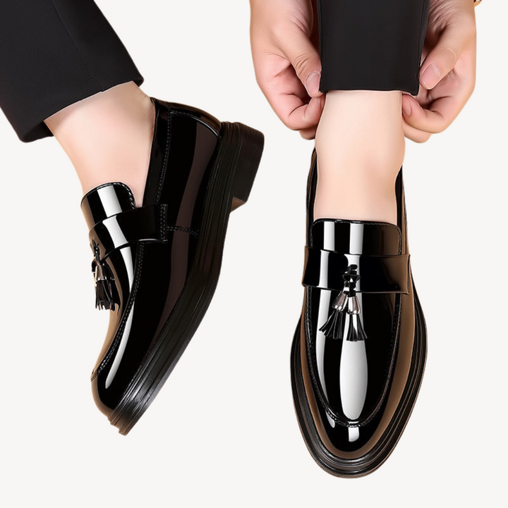 Men's Black Orthopedic Tassel Loafers | Loravelle