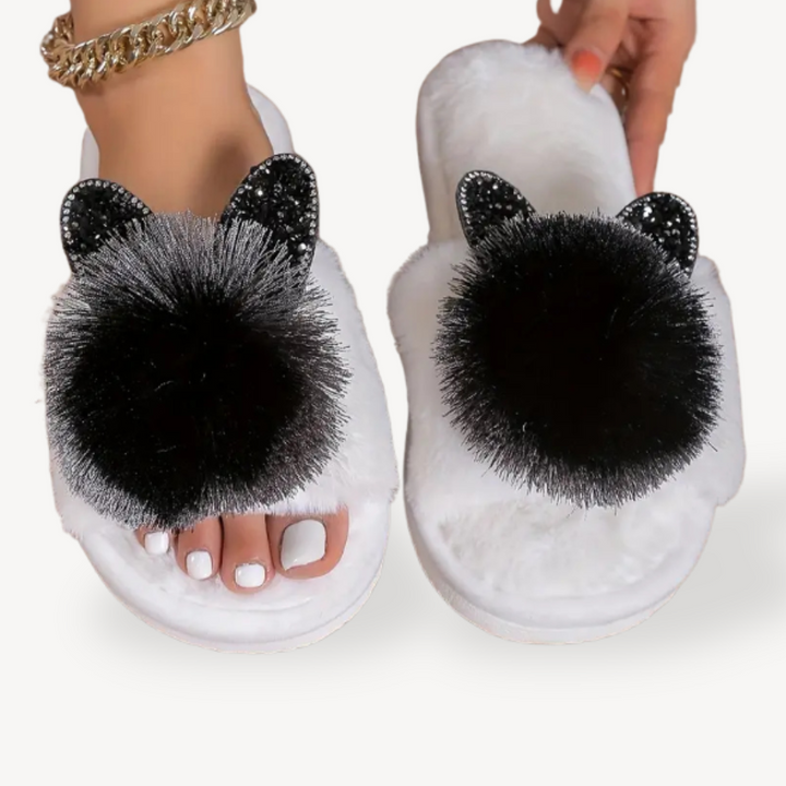 Women's Orthopedic Fluffy Pom Pom House Slippers | Loravelle