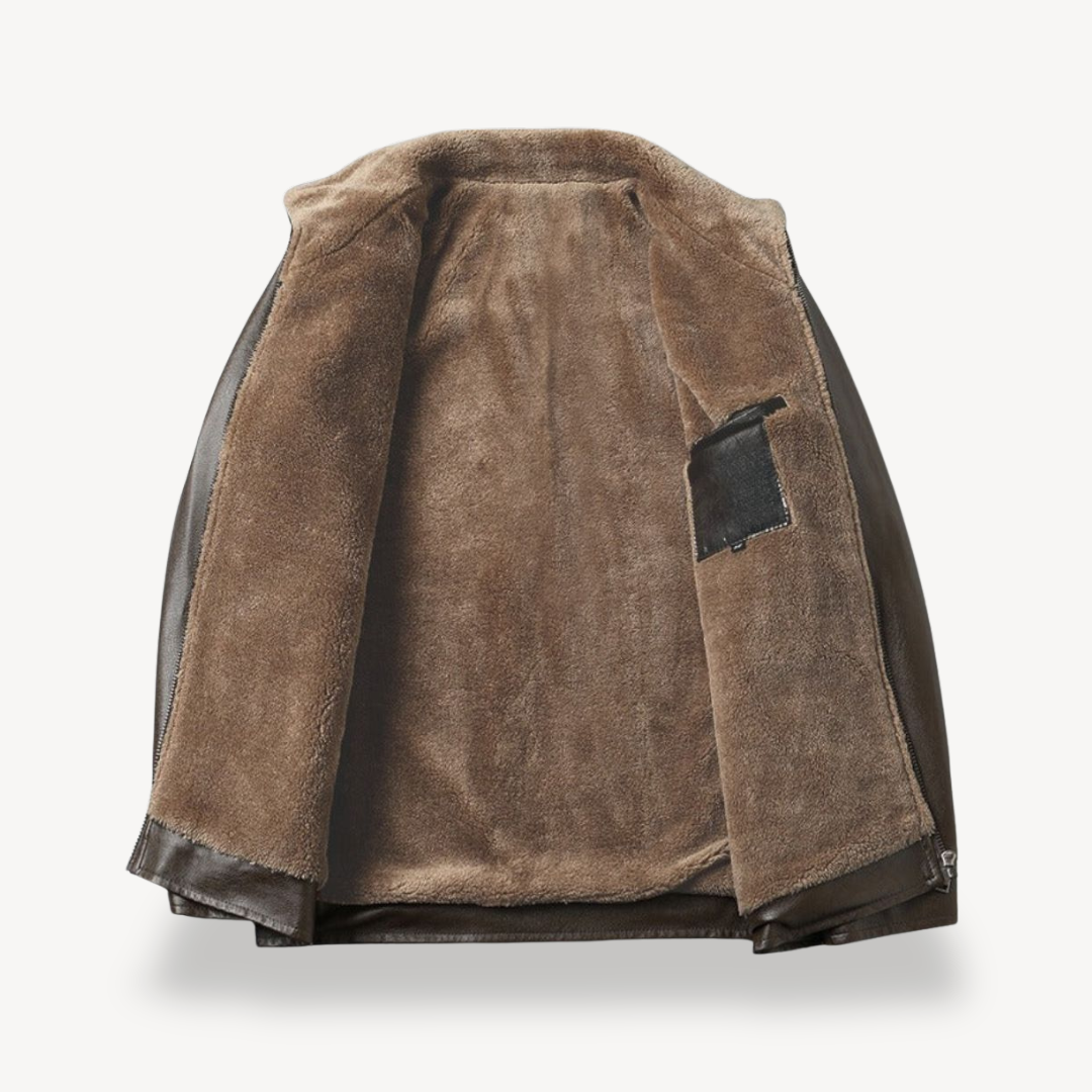 Faux Leather Jacket with Fleece Lining for Men | Loravelle