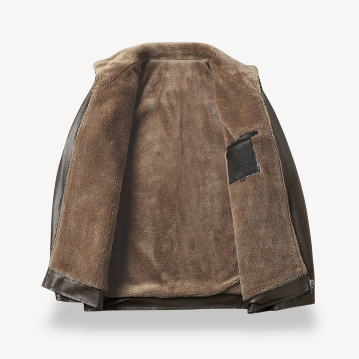 Faux Leather Jacket with Fleece Lining for Men | Loravelle