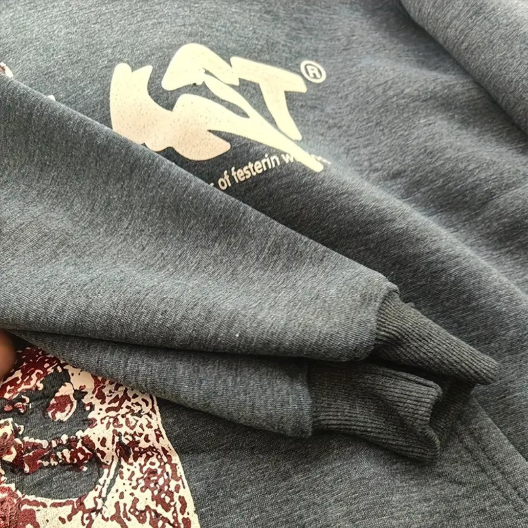 Men's Black Graphic Print Hoodie | Loravelle