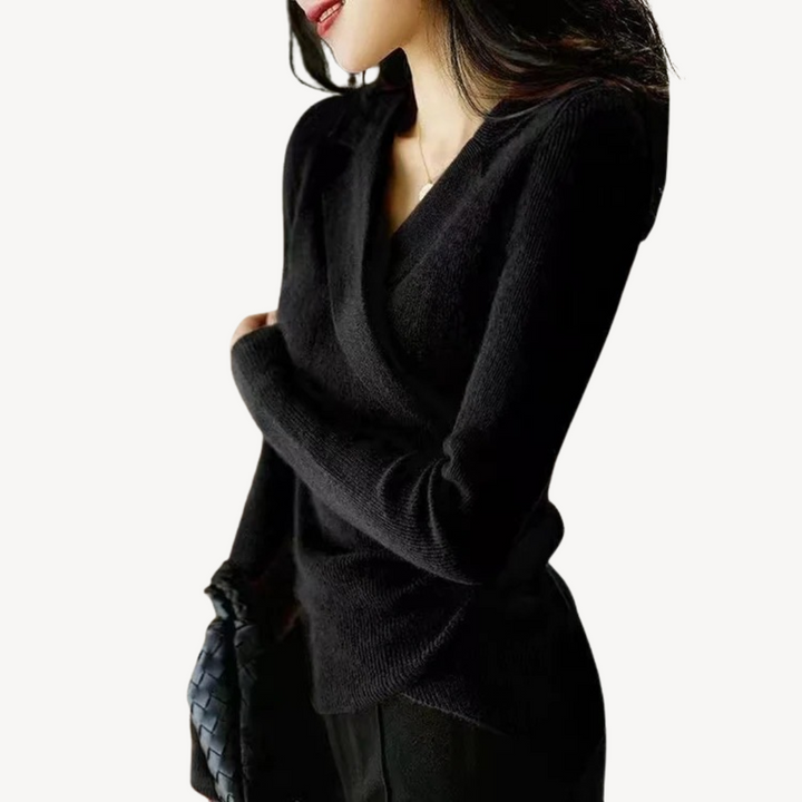 Women's Knit Wrap V-Neck Sweater | Loravelle