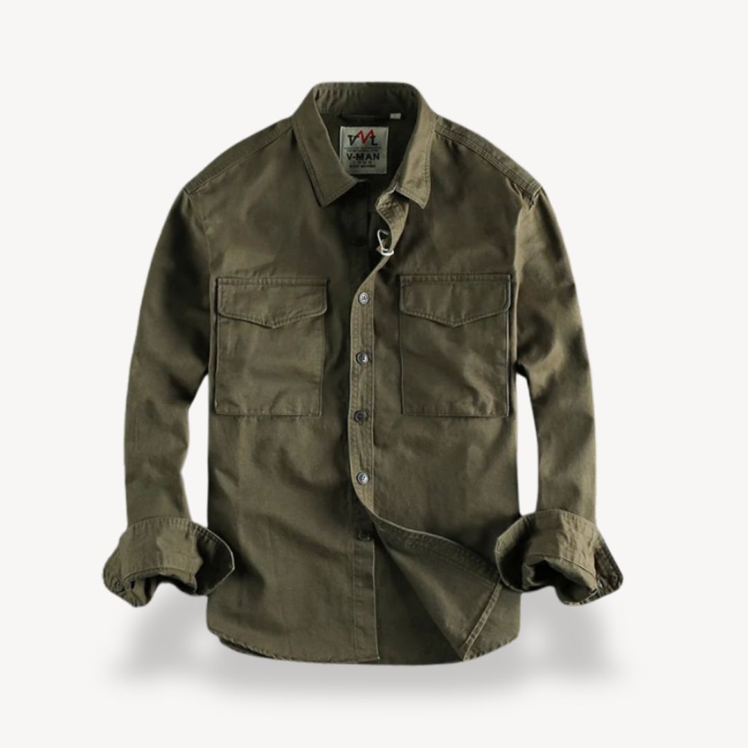 Men's Washed Cotton Cargo Work Shirt | Loravelle