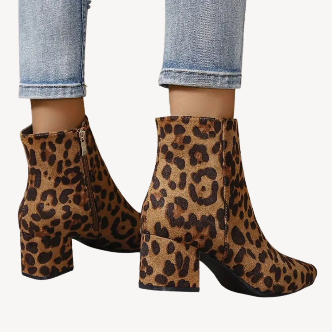 Orthopedic Leopard Print Ankle Boots for Women | Loravelle