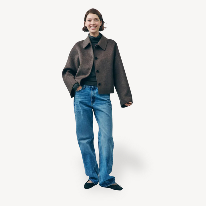 Women's Brown Oversized Short Jacket | Loravelle