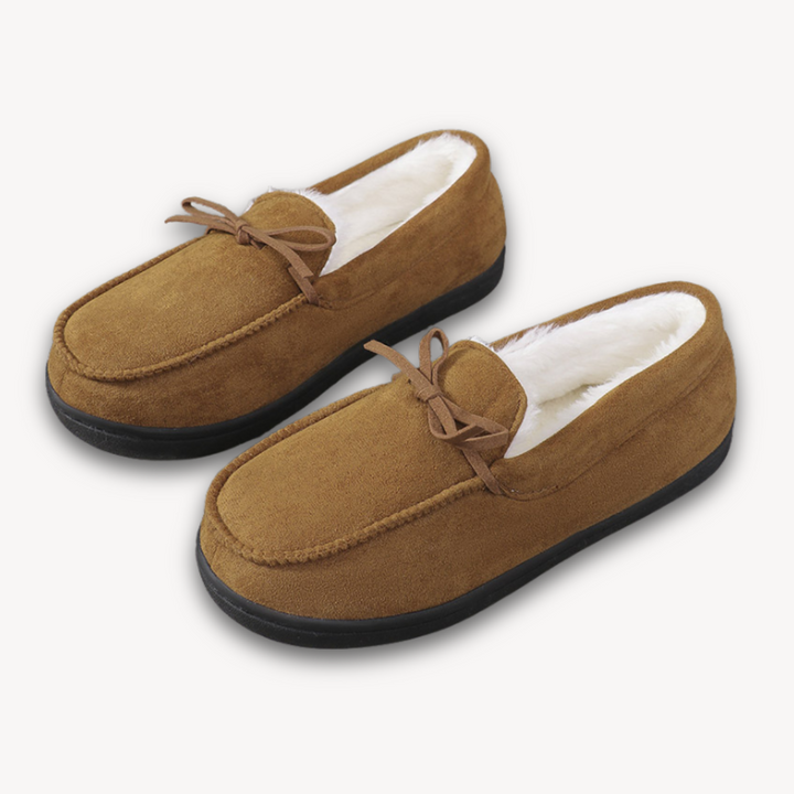 Loravelle | Women's Faux Fur Lined Moccasin Slippers – Cozy Suede, Indoor/Outdoor Use