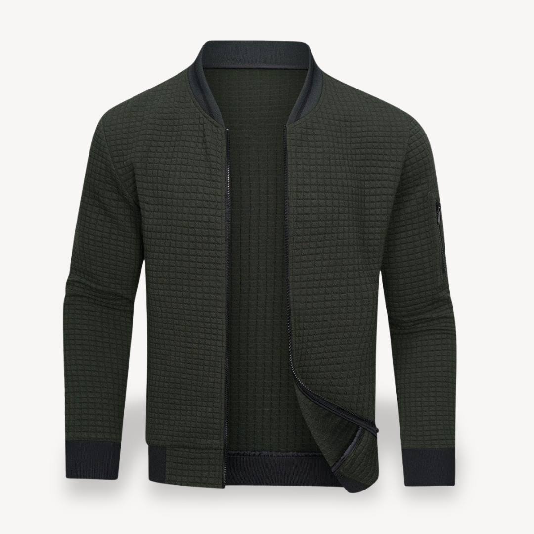 Men's Quilted Bomber Jacket with Zipper | Loravelle