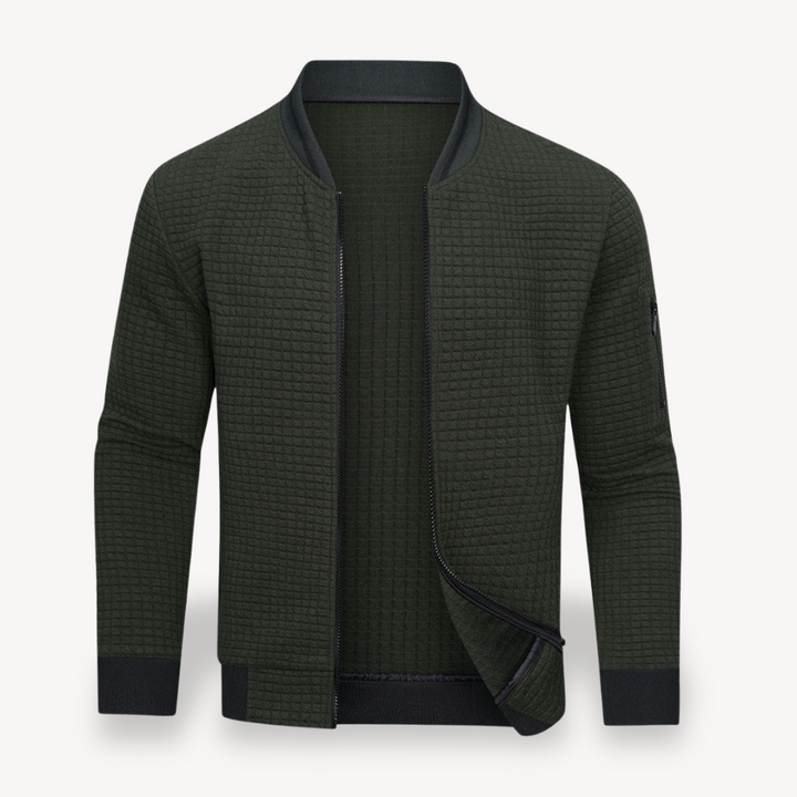 Men's Quilted Bomber Jacket with Zipper | Loravelle