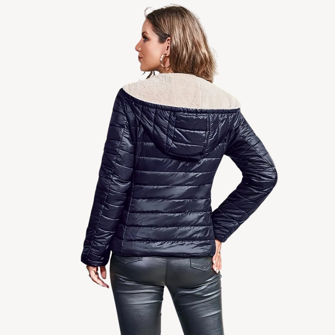 Women's Puffer Jacket with Sherpa Lining & Zipper | Loravelle
