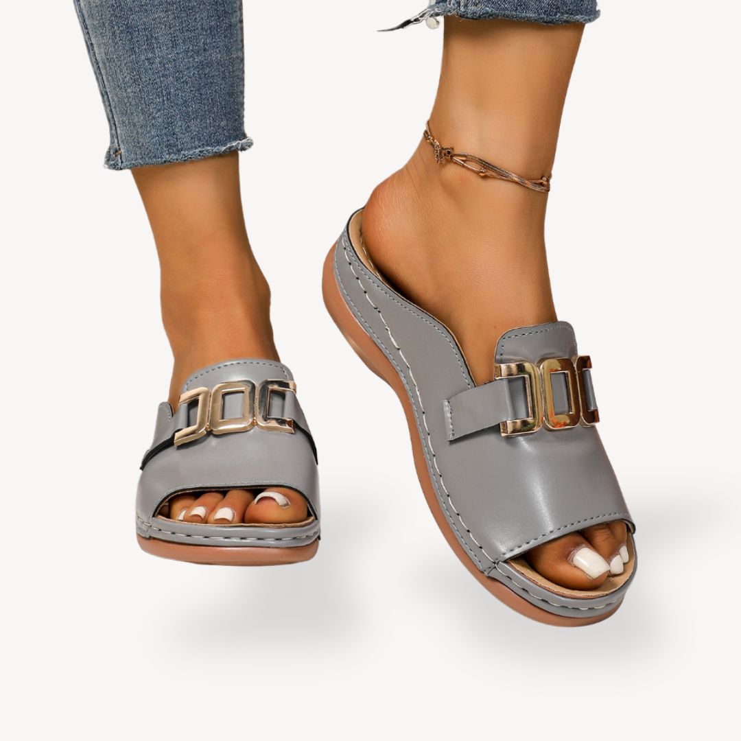 Orthopedic Buckle Flat Sandals Women | Loravelle