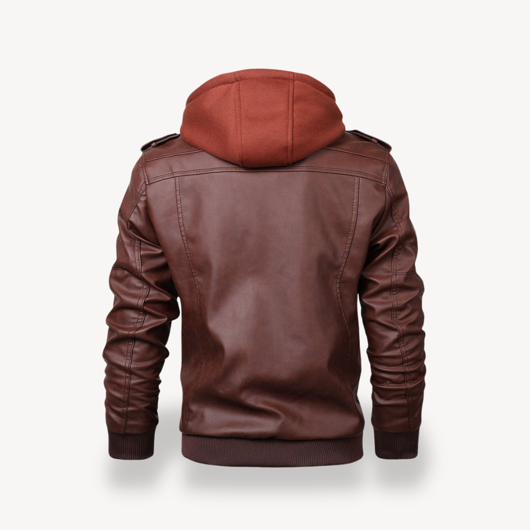Men’s Leather Jacket with Hoodie | Loravelle