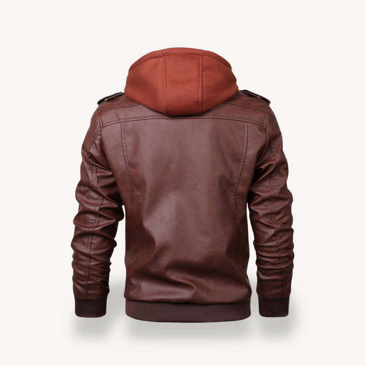 Men’s Leather Jacket with Hoodie | Loravelle