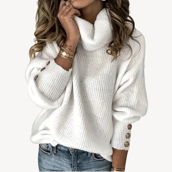Women’s Cowl Neck Button Detail Sweater | Loravelle