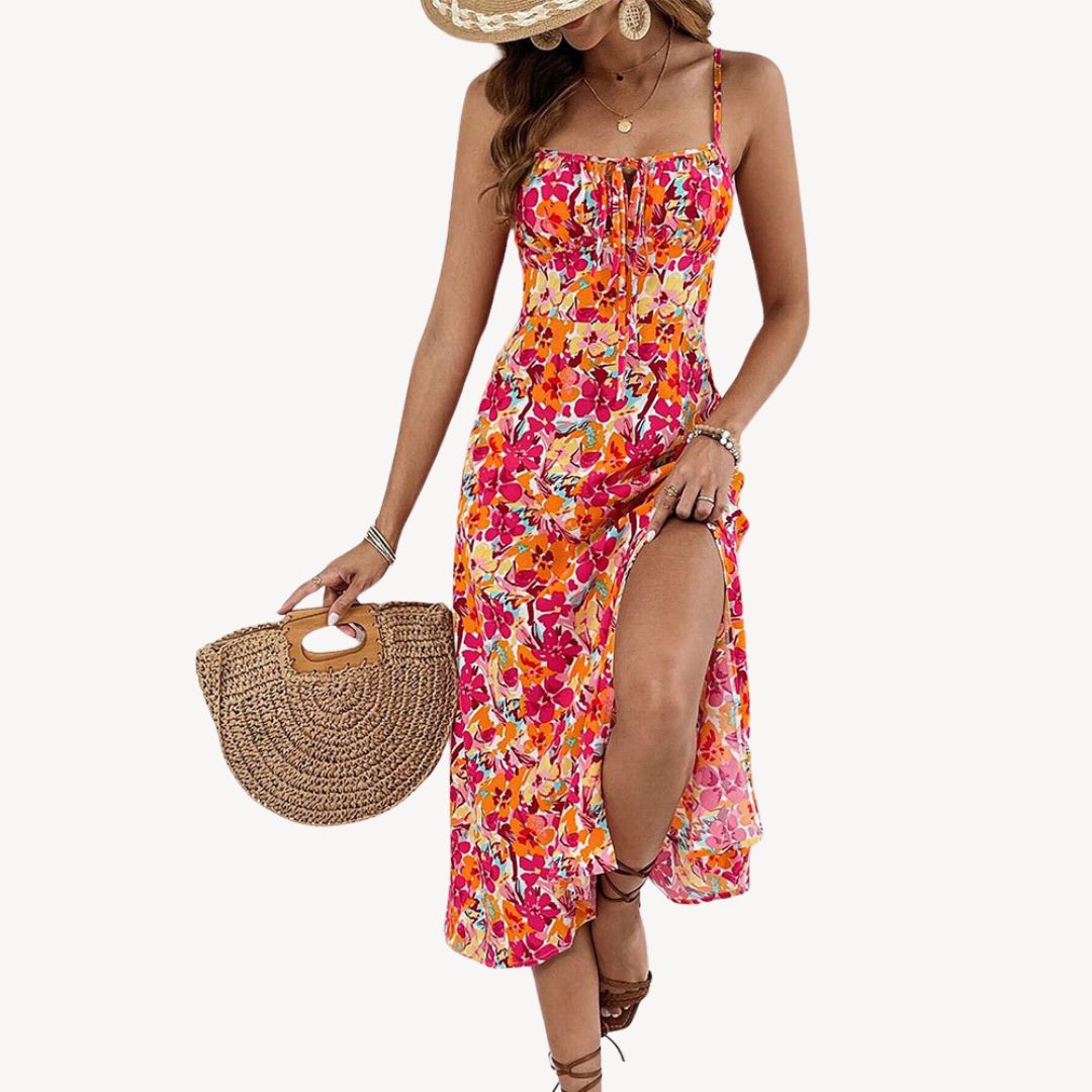 Floral Print Midi Dress Women | Loravelle
