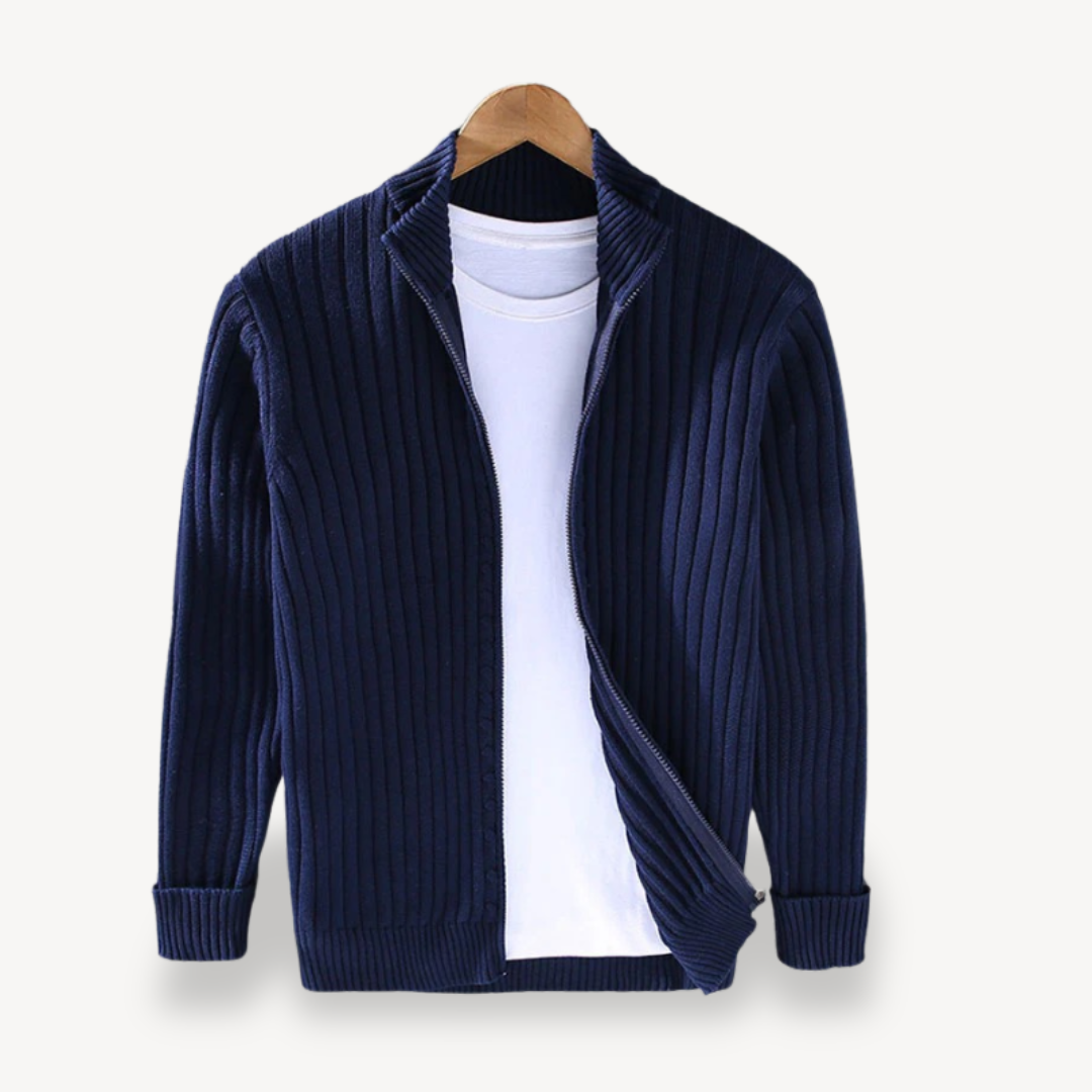 Striped Knit Zip Cardigan Men | Loravelle