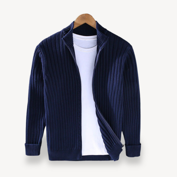 Striped Knit Zip Cardigan Men | Loravelle