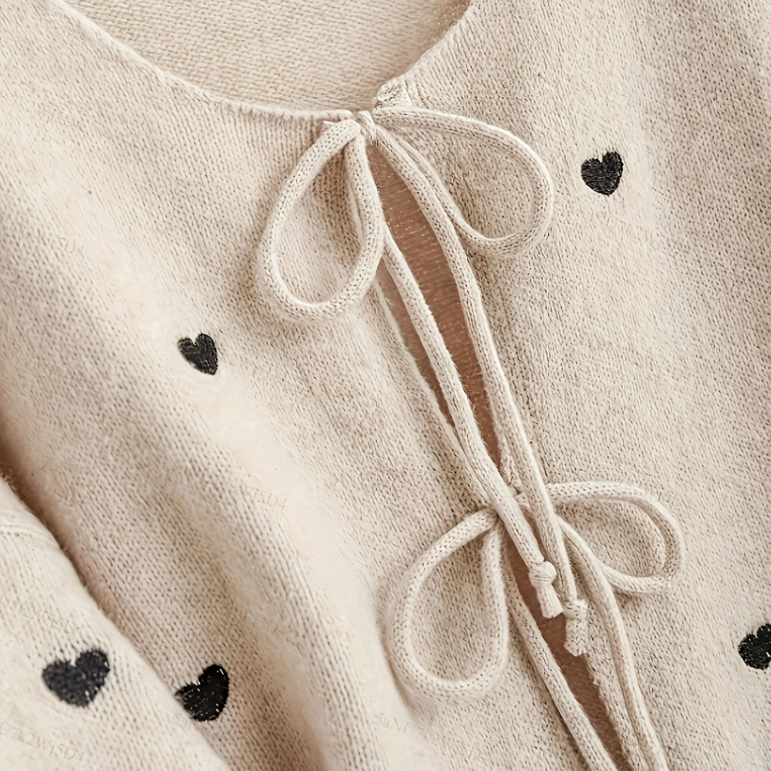 Heart Print Cotton Cardigan for Women | Loravelle