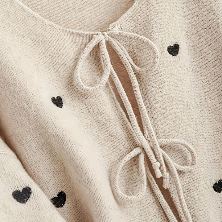 Heart Print Cotton Cardigan for Women | Loravelle