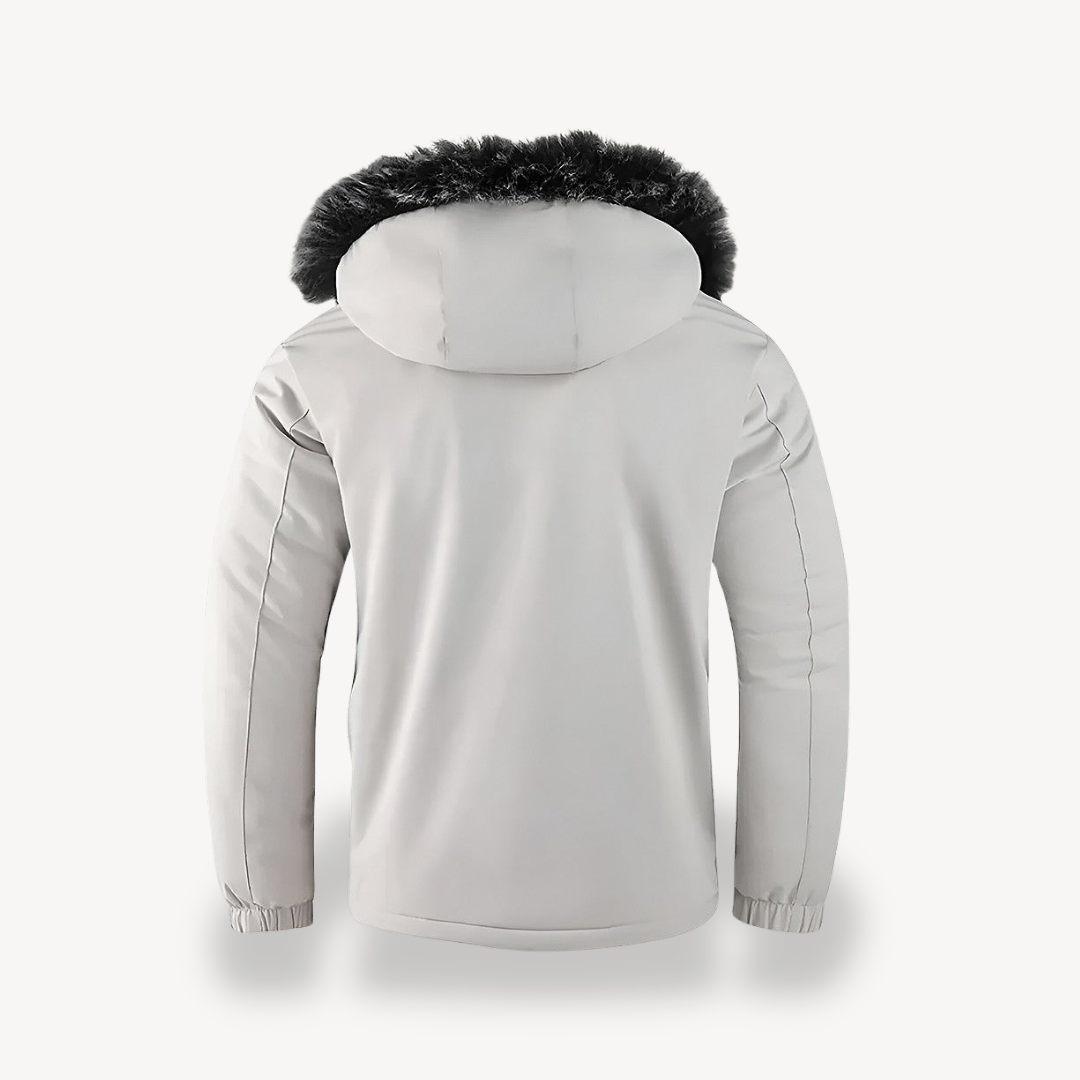 Men's Black & White Hooded Parka Jacket | Loravelle