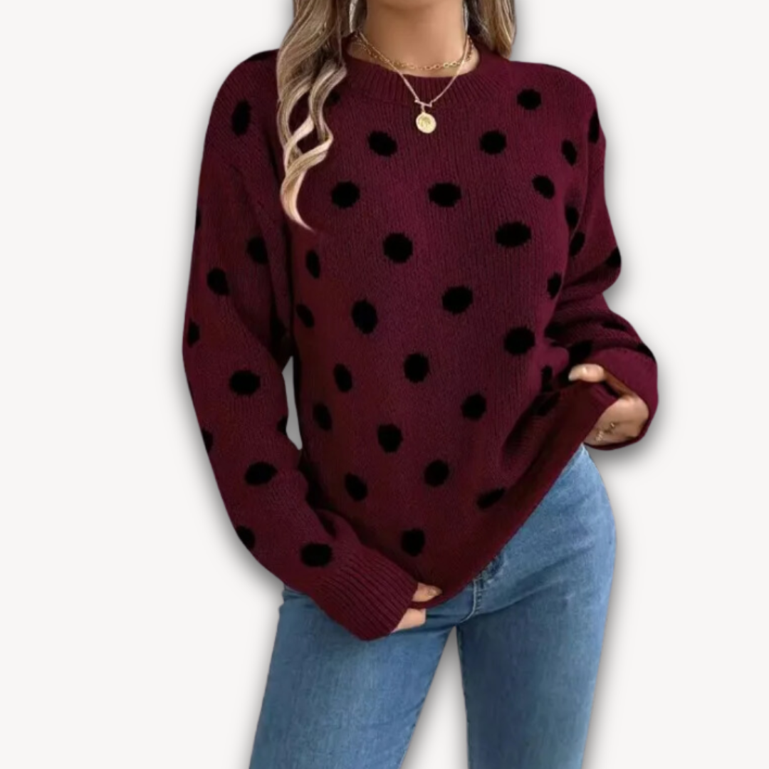 Loravelle | Women's Polka Dot Knit Sweater - Soft Acrylic Blend, Casual and Stylish