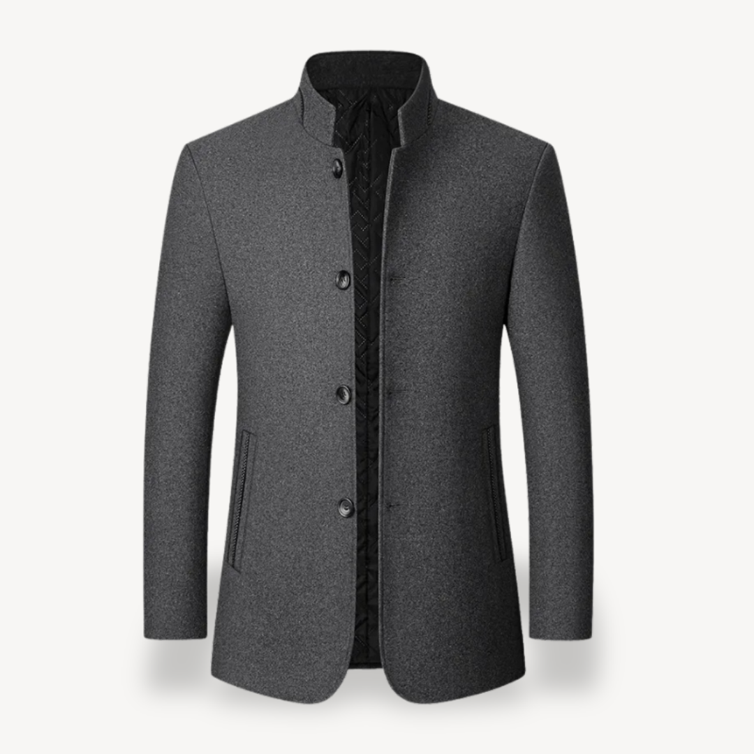 Wool Blend Stand Collar Coat Men | Loravelle