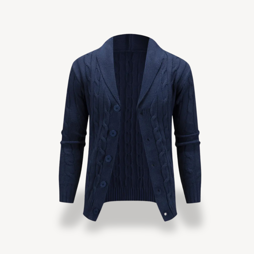 Men's Shawl Collar Cable Knit Cardigan Sweater | Loravelle