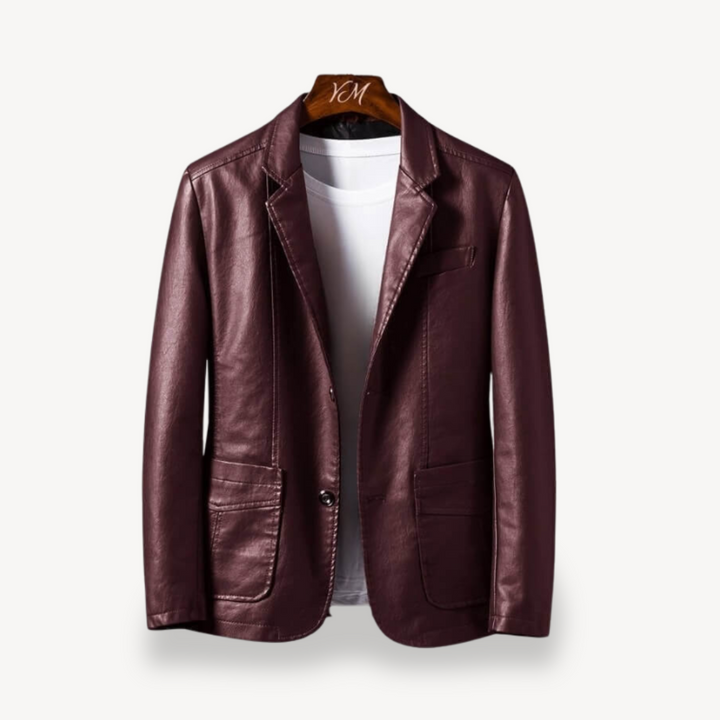 Men's Faux Leather Blazer Jacket | Loravelle