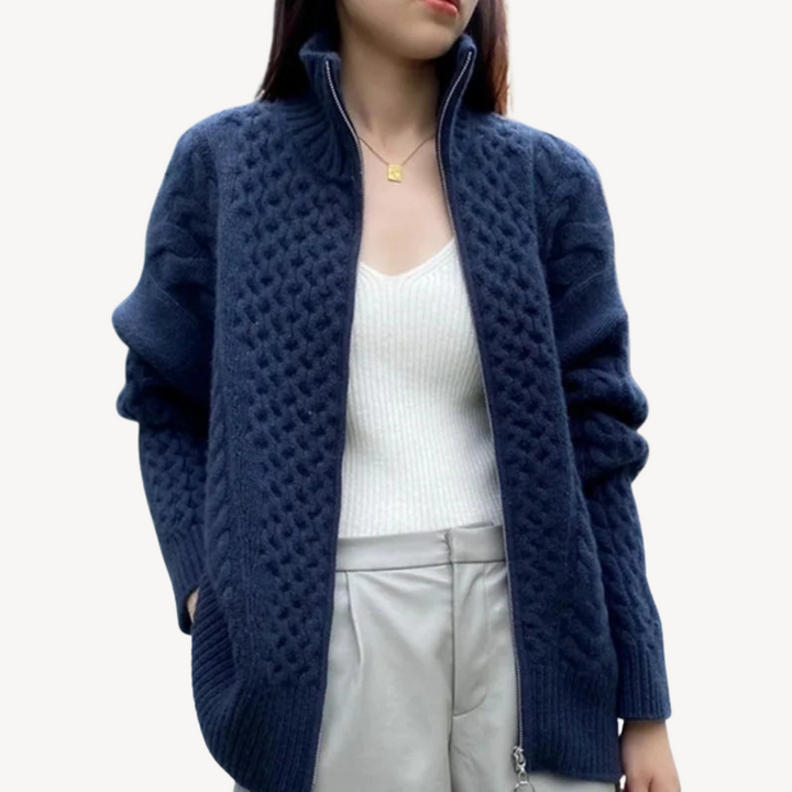 Cable Knit Zip-Up Sweater for Women | Loravelle
