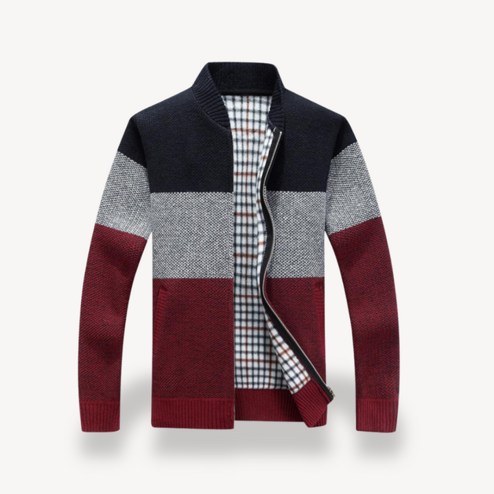 Stand Collar Knitted Zip-Up Jacket Men | Loravelle