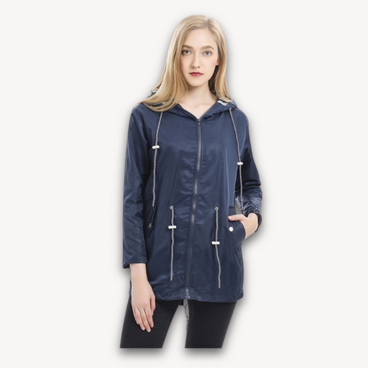 Loravelle | Waterproof Women's Hooded Rain Jacket with Drawstring Waist