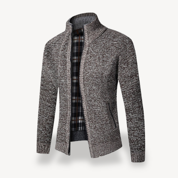 Men's Knitted Fleece Lined Zip Cardigan Sweater | Loravelle