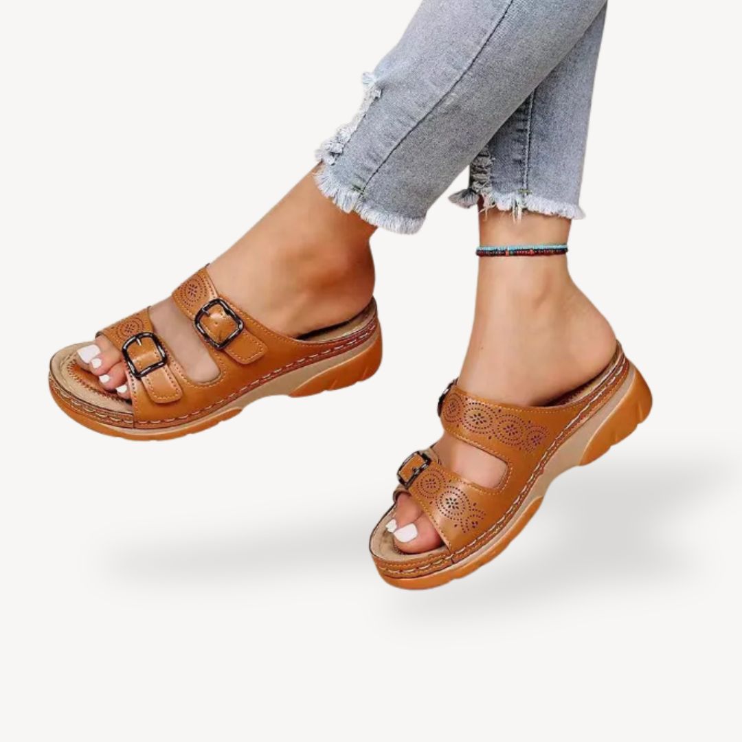 Orthopedic Comfort Buckle Sandals PU Women | Loravelle