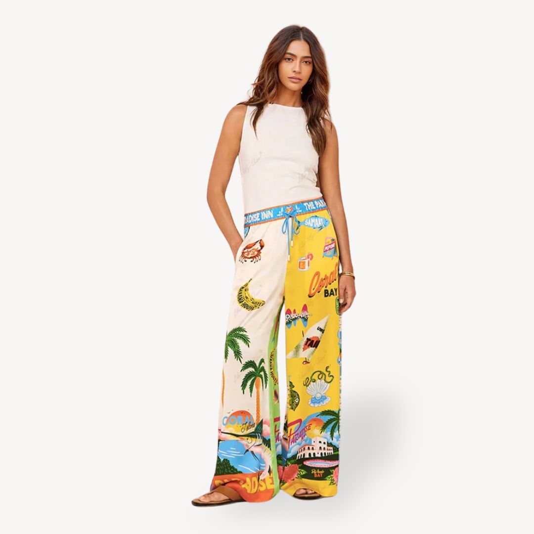 Women's Tropical Print Satin Co-ord Set | Loravelle