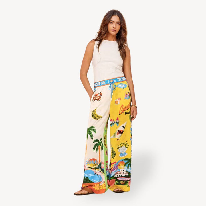 Women's Tropical Print Satin Co-ord Set | Loravelle