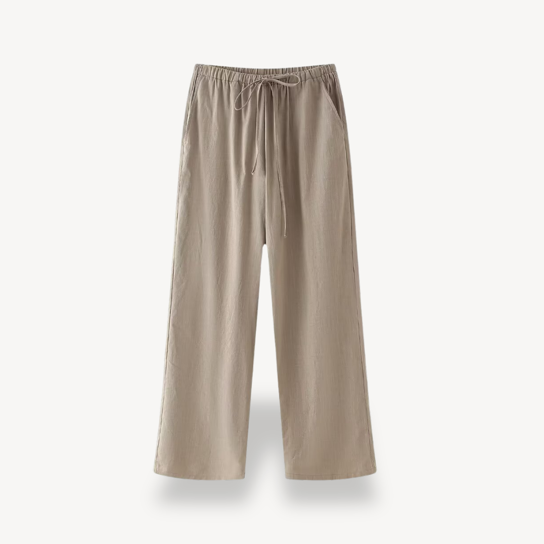 Loose Wide Leg Faux Linen Set Women | Loravelle